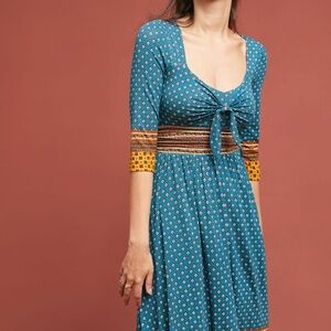 Maeve Anthropologie Blue and Yellow Dress